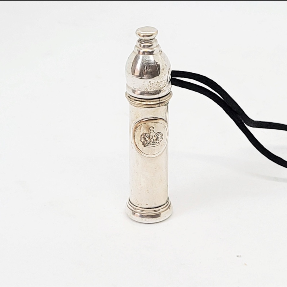 Antique Victorian Nanny Bubble Blower with Royal Crest Pendant Silver Plate Rare